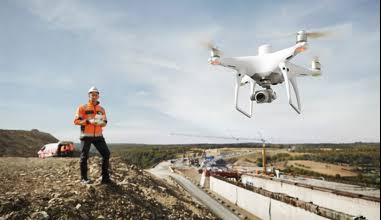 DJI enterprise drone performing a geospatial survey