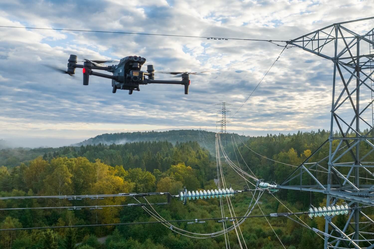 DJI enterprise drone performing an industrial inspection